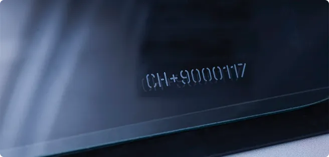 Serial number displayed on a window.